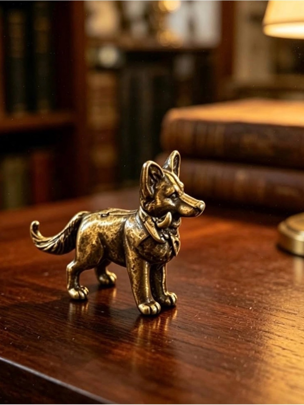 Lot of 2 Vintage Brass Miniature German Shepherd Dod Figurine Statue 3.4cmx2.3cm